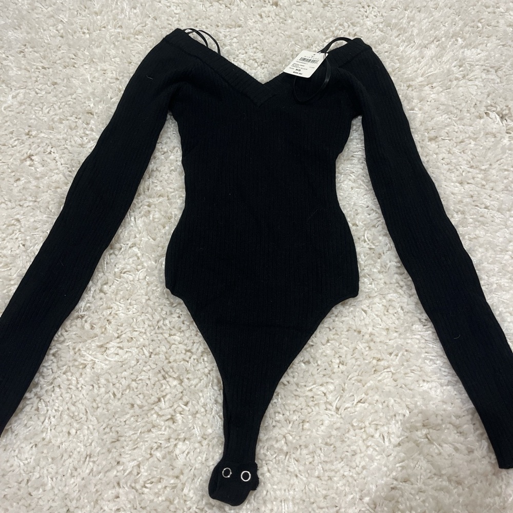 Black Windsor Long Sleeve Bodysuit